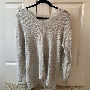 American Eagle Grey Oversized V-neck Sweater